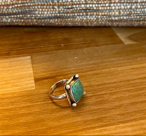 Handcrafted square "Narcozari" turquoise ring