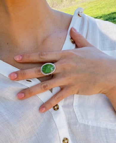 Handcrafted oval "Eliza" turquoise silver ring