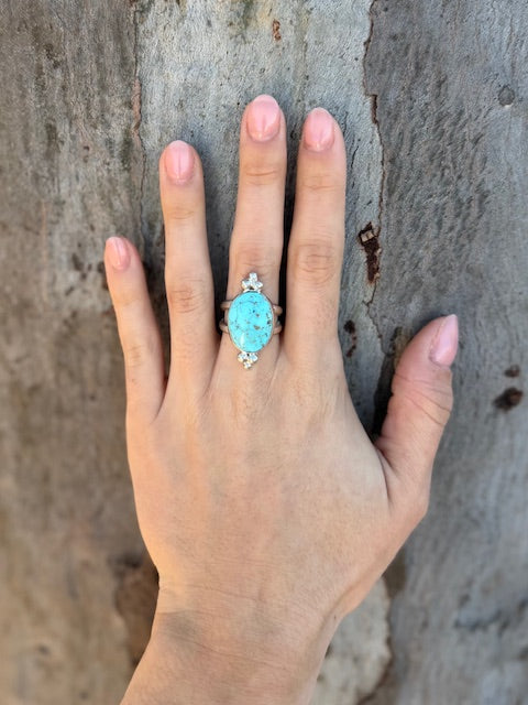 Handcrafted oval "Sleeping Beauty" turquoise silver ring