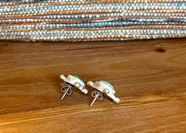 Handcrafted turquoise sterling silver post earring with ball detail