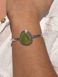 Handcrafted silver cuff with turquoise stone