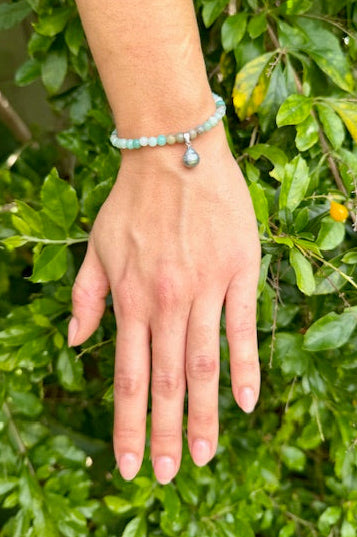 Aventurine beaded bracelet with turquoise charm