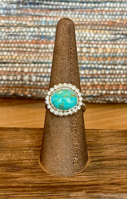 Handcrafted oval "Kingman" turquoise silver ring