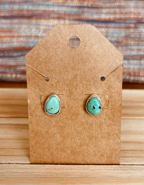 Turquoise pear stud post earrings