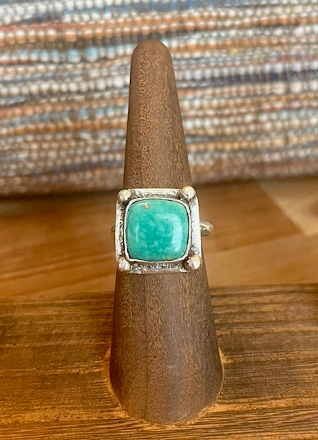 Handcrafted square "Narcozari"  turquoise ring