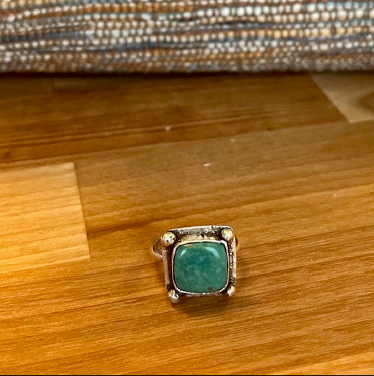 Handcrafted square "Narcozari"  turquoise ring