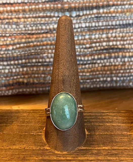 Handcrafted oval "Amanzonite"  silver ring
