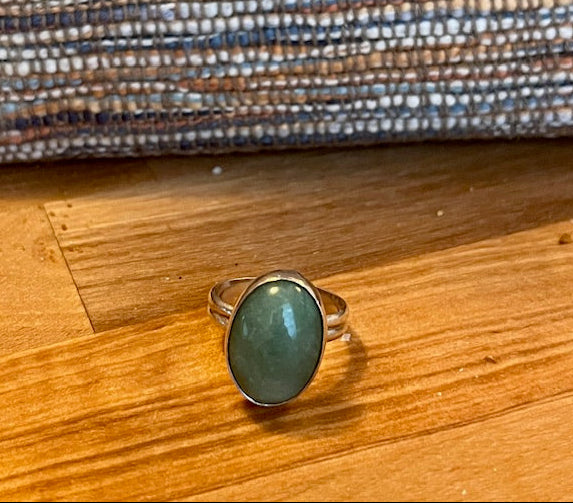 Handcrafted oval "Amanzonite"  silver ring