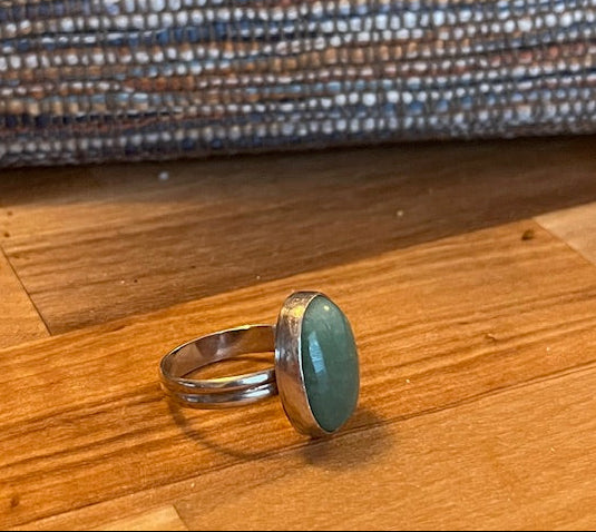Handcrafted oval "Amanzonite"  silver ring