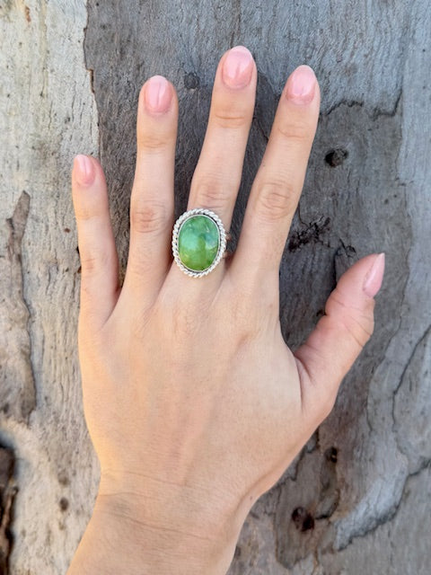 Handcrafted oval "Eliza" turquoise silver ring