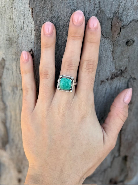 Handcrafted square "Narcozari"  turquoise ring