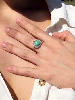 Handcrafted oval "Kingman" turquoise silver ring