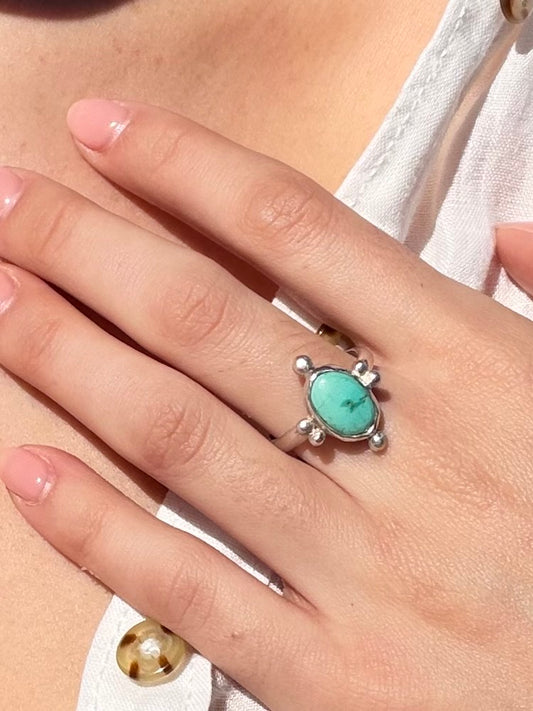 Handcrafted oval "Sonoran" turquoise silver ring