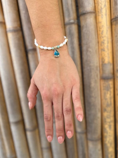Shell Bracelet with turquoise charm