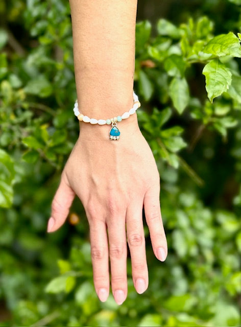 Shell Bracelet with turquoise charm