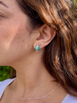 Handcrafted turquoise sterling silver post earring with ball detail