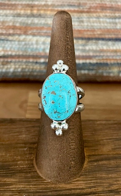 Handcrafted oval "Sleeping Beauty" turquoise silver ring